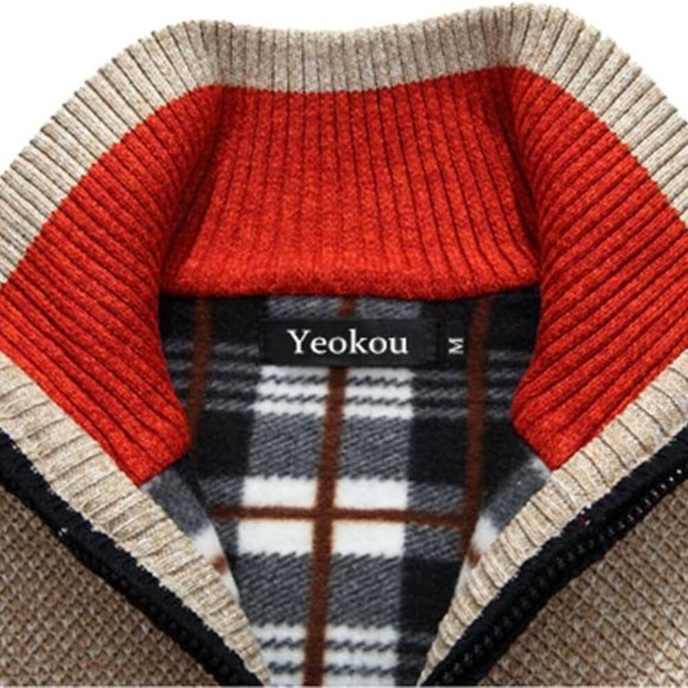 Men's Shawl Collar Cardigans Slim Fit Button Cable Knit Black Sweater Pockets